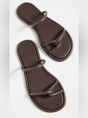 NWOT ST AGNI CHOCOLATE BROWN TWO KNOTTED SANDALS FLATS SIZE 38